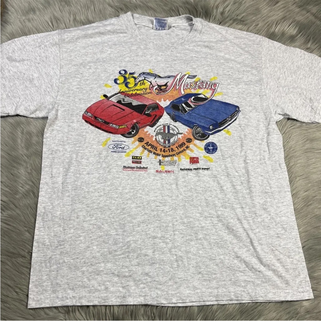 Vintage 1999 35th Anniversary Ford Mustang Car Nc T Shirt Gray